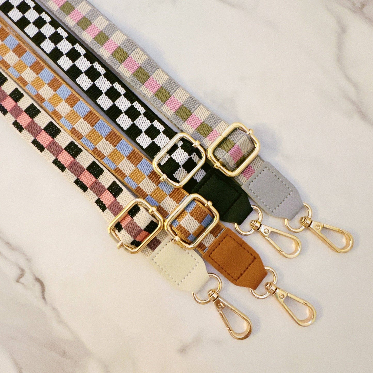 Checkered Crossbody Phone Lanyard: Brown